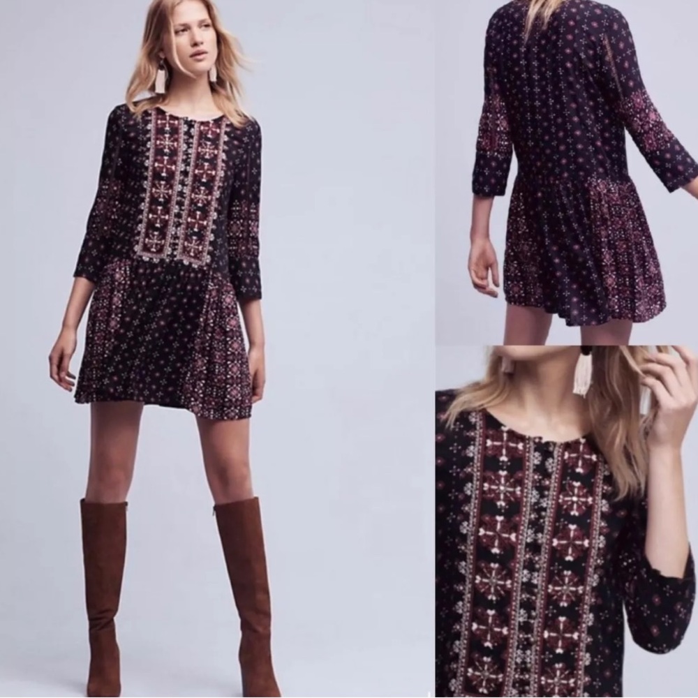 Vanessa Virginia Anthropologie Kaleidoscope Beaded Embroidered Dress